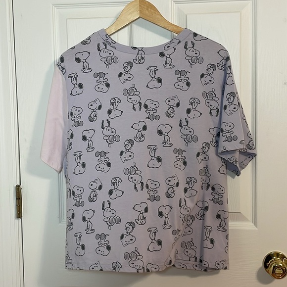 Peanuts Lavender Crop Tee, Snoopy, Woodstock, 2X - Picture 3 of 4